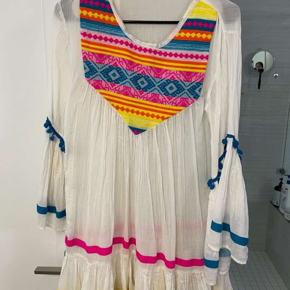 Express Beach Coverup with Pom Poms